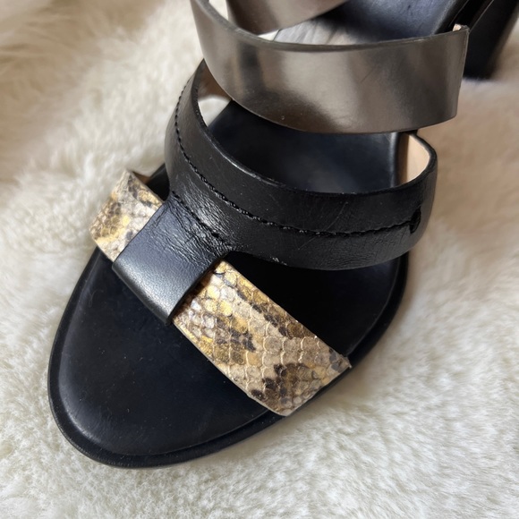 Coach Tawnee Leather Strappy Heels mirrored, vachetta and python embossed Leathe - Picture 5 of 17